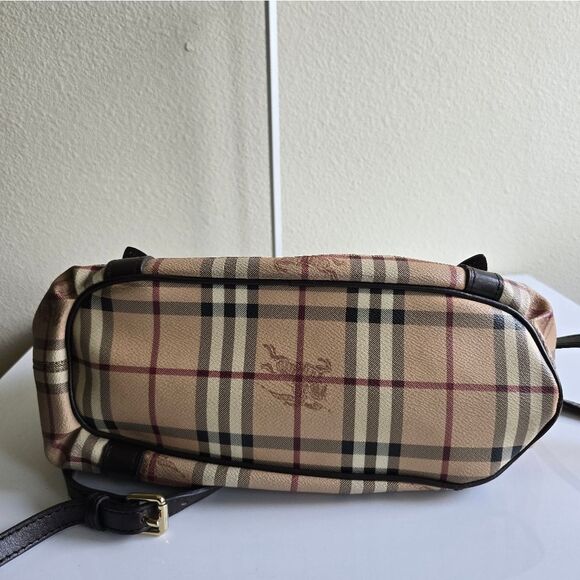 Burberry Haymarket Check Top Handle Bag Brown - Picture 4 of 16